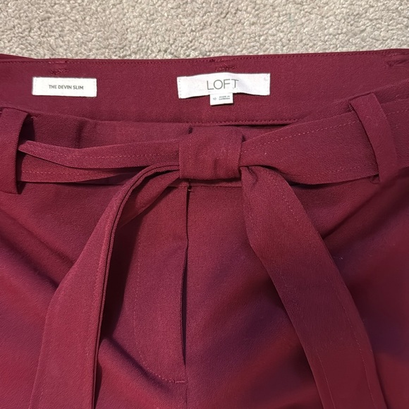 LOFT “The Devin Slim” Tie Waist Slim Pants -Burgundy- Size 10 - Picture 9 of 14